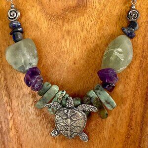FEIFISH SEA TURTLE NECKLACE w/ Semi Precious Stones